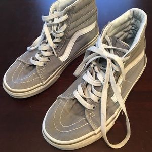 Youth girls Vans silver / white strip -